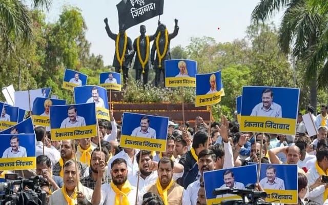 protest against the arrest of Chief Minister Arvind Kejriwal