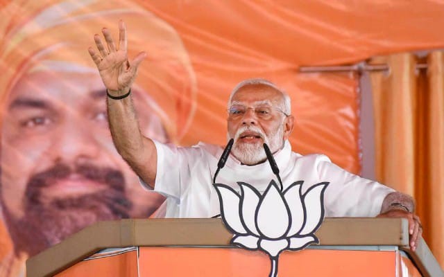Prime Minister Modi Addressing an election rally in Jamui.